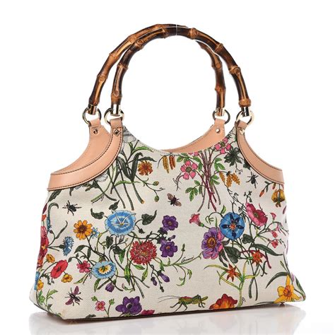 gucci bamboo floral bag|Gucci bamboo bag 2022.